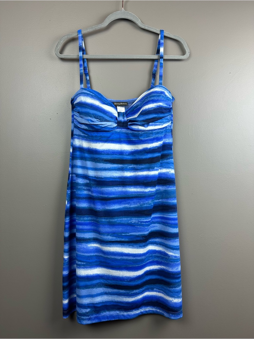 Tommy Bahama Blue and White Striped Tank Swim Dress